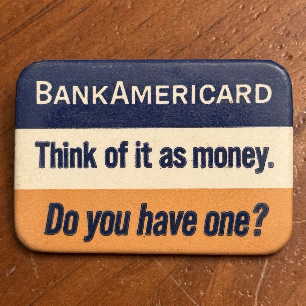 Bank Americard‎ Vintage Pinback Button Pin Rectangle